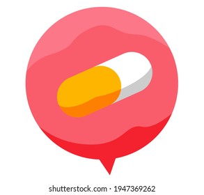 Pille in Kapsel auf rotem Hintergrund. Symbol der Humanmedizin und des Gesundheitssystems. Gesundheitssymbol