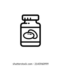 Pill, Capsule Outline Icon. Vector Design Element In Line Style. Logo Simple Template. Omega 3, A, D, K, C E Dietary Supplement, Multivitamin Fatty Drop, Line Symbol