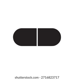 Ilustración vectorial del icono de la silueta de la cápsula de la píldora sobre fondo blanco
