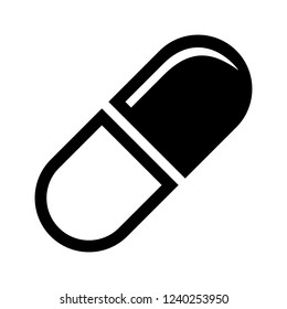 Pill capsule simple vector icon illustration isolated on white background