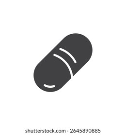 Pill capsule solid icon. glyph vector icon representing medication. Medical sign icon useful for pharmaceutical, drug, or health-related symbol purposes.