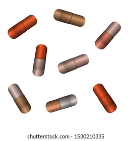Pill capsules. Vector illustration. Medicament vitamin collection.