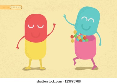 pill cartoon , eps10 vector format
