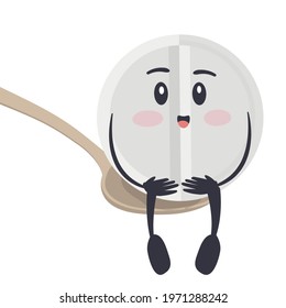Pill character. Vector flat illustration.