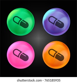 Pill crystal ball design icon in green - blue - pink and orange.