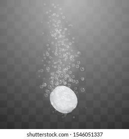 Pill dissolving in the water - illustration isolated  on transparent background - vector eps10