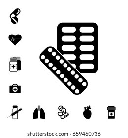 Pill or Drug Vector Icon Set Isolated. Pharmacy Symbols Collection