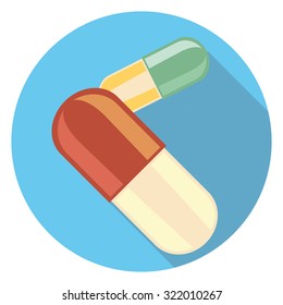 pill flat icon in circle