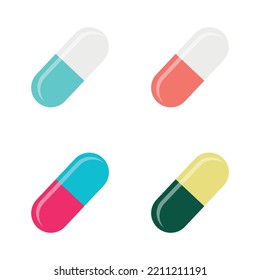 Pill flat icon isolated on white background.