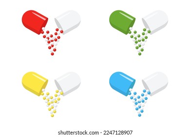 Pill flat icon isolated on white background.