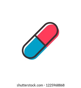 pill flat outline icon on transparent background