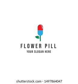 Pill Flowers Logo Vector Icon