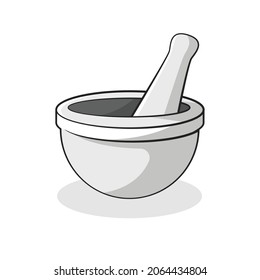 Pill grinder in drawing style isolated vector. Drew object on white background.