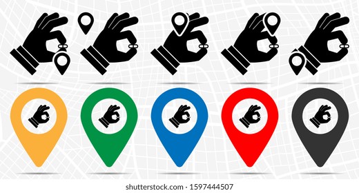 The pill in the hand icon in location set. Simple glyph, flat illustration element of medicine theme icons