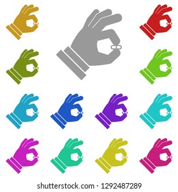 The Pill in the hand icon in multi color. Simple glyph, flat vector of Medicine icons for UI and UX, website or mobile application