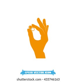 Pill in the hand icon vector