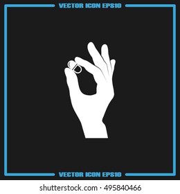 Pill in the hand icon vector illustration eps10.