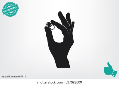 Pill in the hand icon vector illustration eps10.