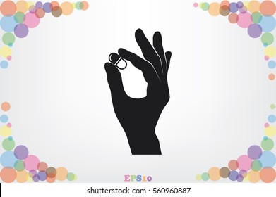 Pill in the hand icon vector illustration.