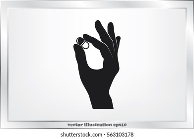 Pill in the hand icon vector illustration eps10.