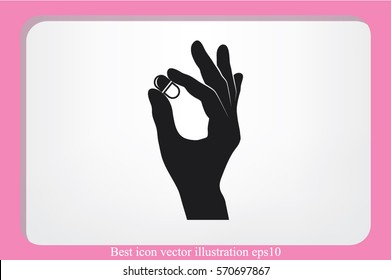 Pill in the hand icon vector illustration eps10.
