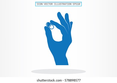 Pill In The Hand Icon Vector Illustration.