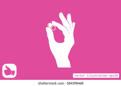 Pill in the hand icon vector illustration eps10.
