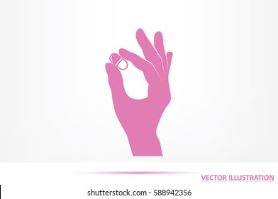 Pill in the hand icon vector illustration eps10.