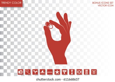 Pill in the hand icon vector illustration eps10.