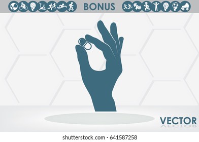 Pill in the hand icon vector illustration eps10.