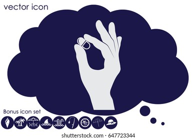 Pill in the hand icon vector illustration eps10.