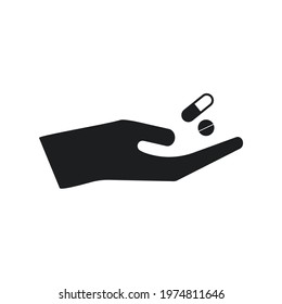 Pill in hand.Vector illustration isolated on white background.Eps 10.