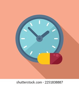 Pill hour time icon flat vector. Family doctor. Medicine child