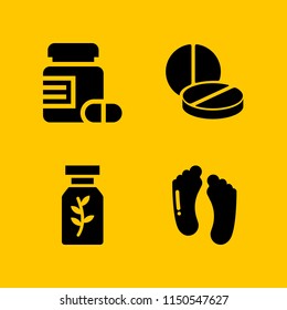 pill icon. 4 pill set with medicine and drug vector icons for web and mobile app