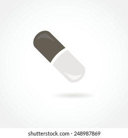 Pill icon in the air with shadow grey color illustration art