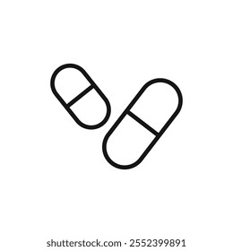 Pill icon black and white vector outline sign