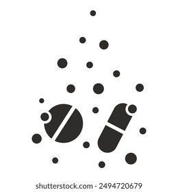 pill icon, bubble symbol, flat vector illustration on white background