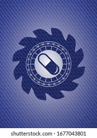 icono de píldora con textura de denim