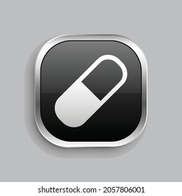 pill icon design. Glossy Button style rounded rectangle isolated on gray background.. Vector illustration