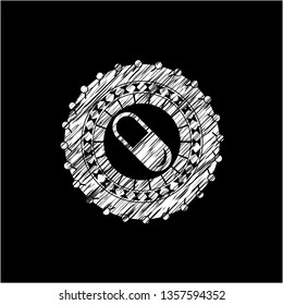 pill icon drawn with chalkboard texture