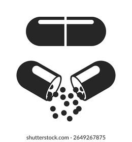 Pill icon in flat style. Drug vector illustration on isolated background. Medicine pharmacy sign business concept.