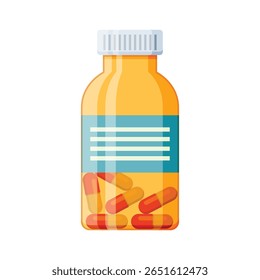 Pill icon in flat style. Drug vector illustration on isolated background. Medicine pharmacy sign business concept.