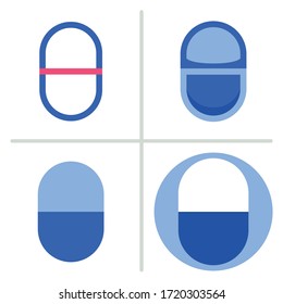 Pill icon. Graphic element illustration with different style on white background. Vector Illustration.