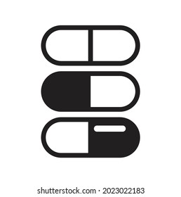 Icono de la píldora. Ilustración vector aislado Símbolo de la cápsula médica 