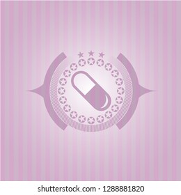 pill icon inside badge with pink background