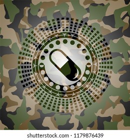 pill icon inside camo texture