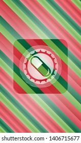 pill icon inside christmas style badge..