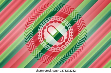pill icon inside christmas style badge..