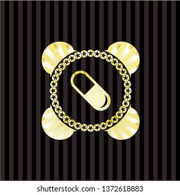pill icon inside gold badge