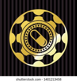 pill icon inside gold badge